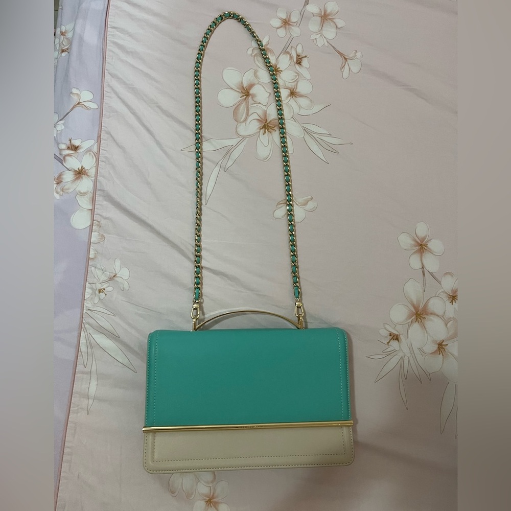 Teal and white Charles and Keith bag